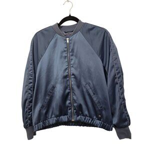 Abercrombie & Fitch Women's Satin Bomber Jacket Blue Size M